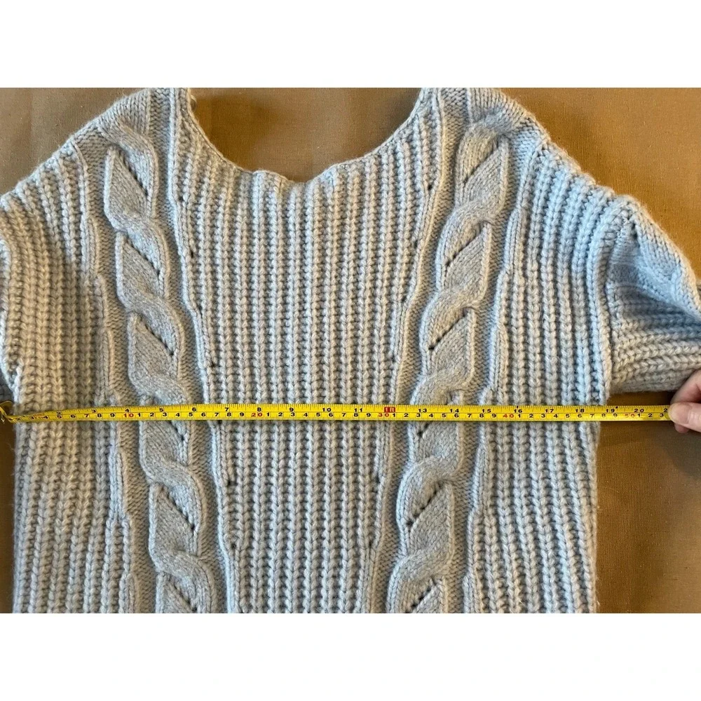 Anthropologie Sweater Size Small Blue Cable Chunky Knit Long Sleeve